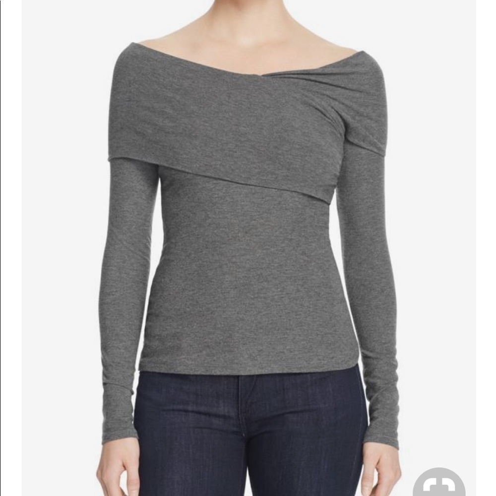 • Theory • Kelly Long Sleeve Wrap Blouse Gray Sm